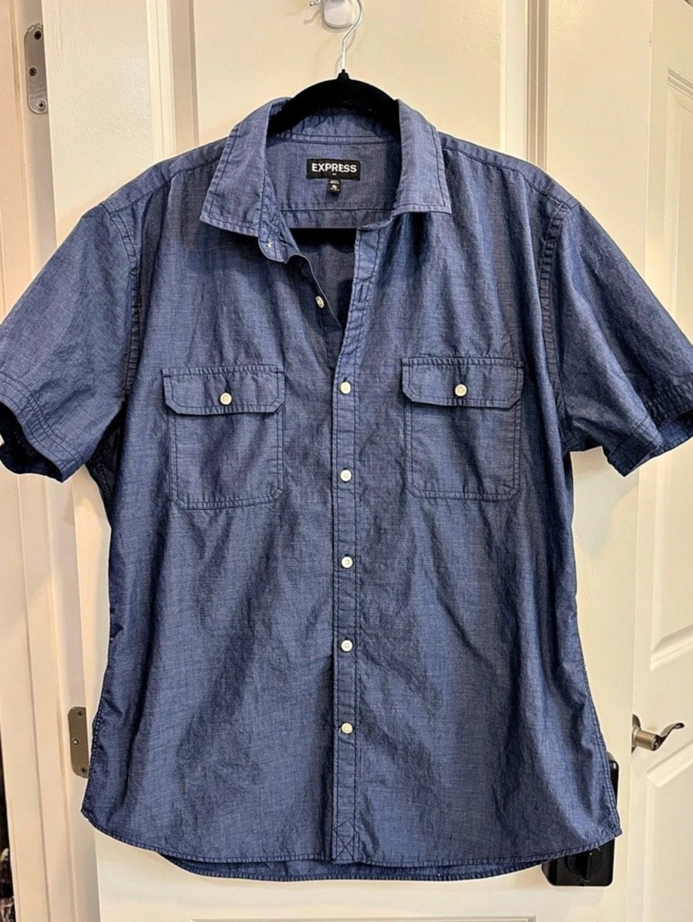 Express Men's Blue Short Sleeve Shirt Size XL Like New